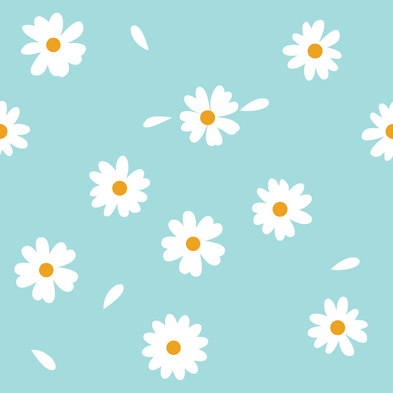 daisies flowers cute style vector seamless pattern. white floral on blue background. minimal elements decorative cute. graphic of hand drawn illustration for print, , textile, wrapping paper, 5261585 Vector Art at Vecteezy, Pretty Blue Flower, HD phone wallpaper