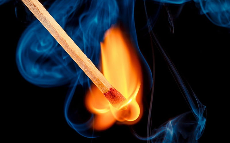 Striker, fire, flame, match, smoke, HD wallpaper