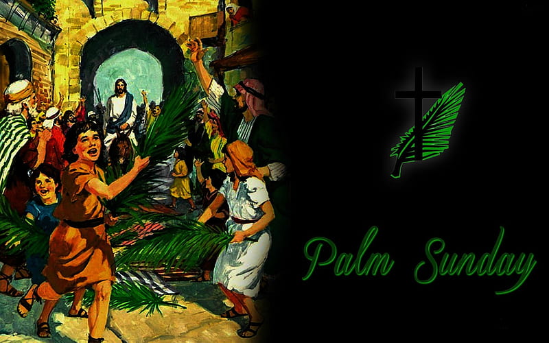 Palm Sunday, donkey, buildings, Sunday, palm, palms, Jesus, people, cross, HD  wallpaper | Peakpx
