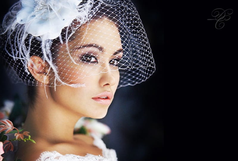 720p Free Download Tender Flower Look Veil Bride Woman Lips Hat Brunettes Makeup