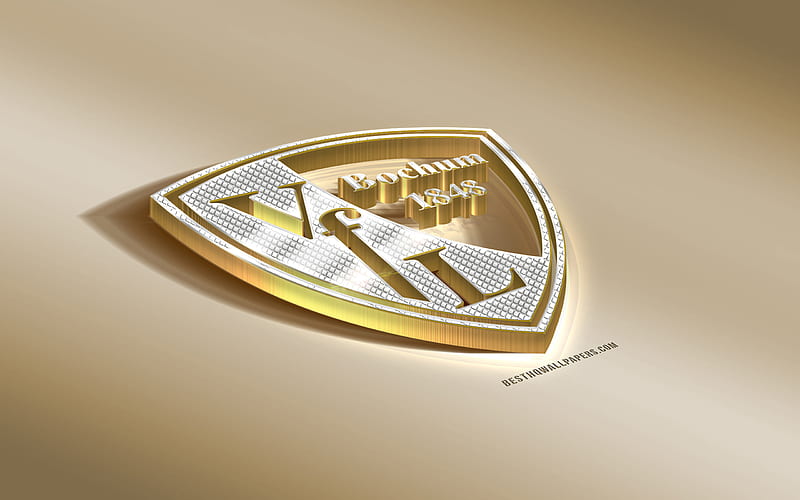 VfL Bochum, German football club, golden silver logo, Bochum, Germany, 2 Bundesliga, 3d golden emblem, creative 3d art, football, HD wallpaper