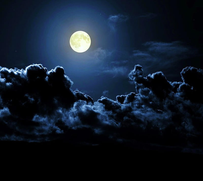 Moonlight, clouds, moon, nature, sky, HD wallpaper
