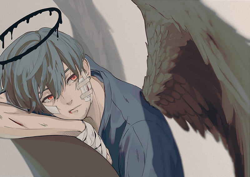 Anime, Original, Boy, Short Hair, Sad, Wings, Angel, HD wallpaper | Peakpx