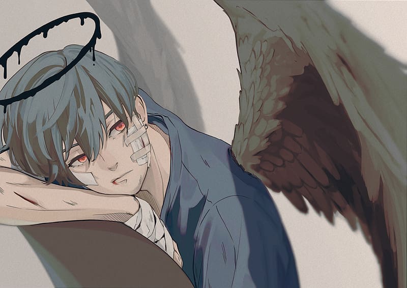 Anime, Wings, Sad, Angel, Short Hair, HD wallpaper