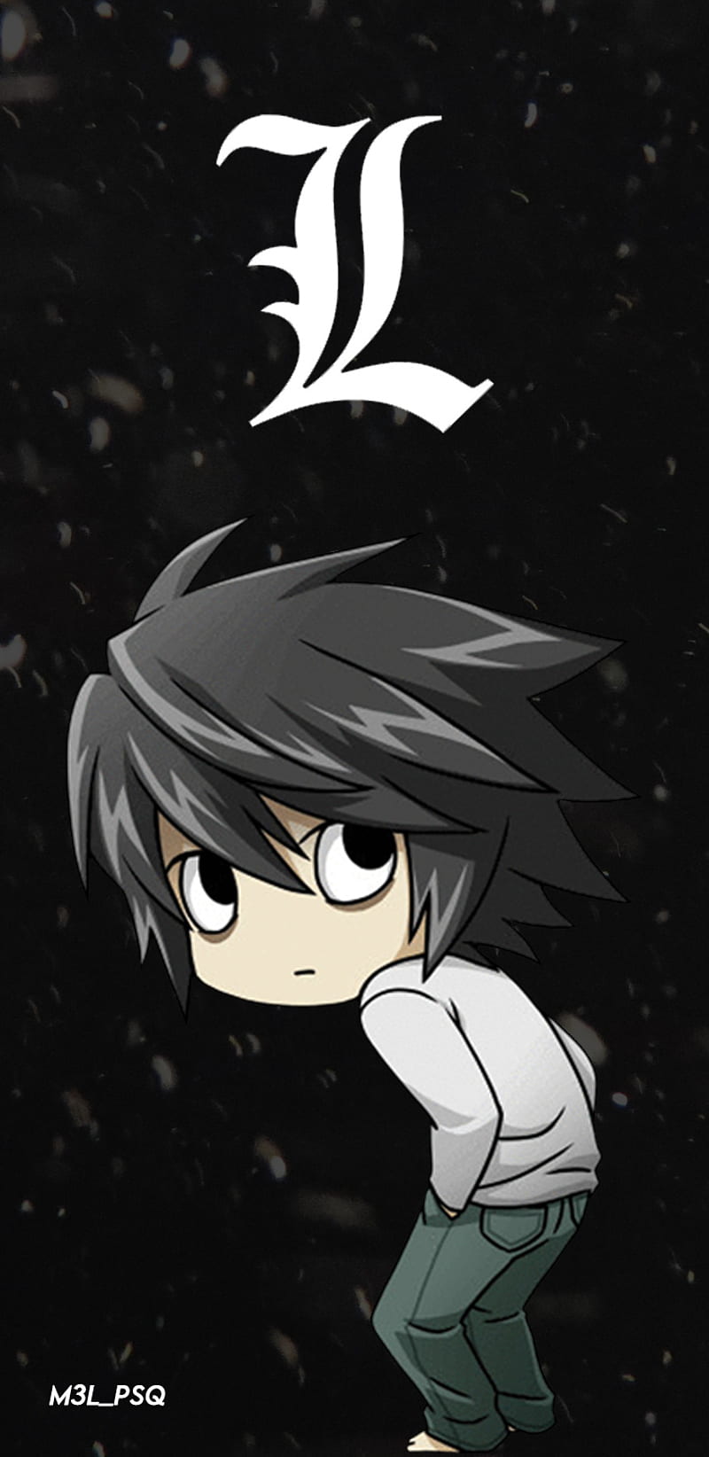 L Death Note, Black theme, Japan, Chibi, Annime, Detective, fyp ...