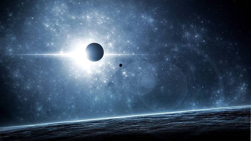 Planet Eclipse, tiny planet, eclipse, lunar eclipse, distant planet, solar eclipse, HD wallpaper