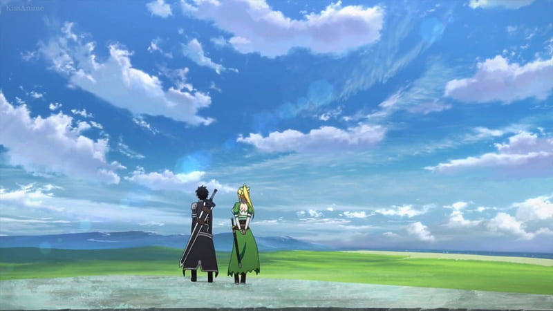 Open Sky, pretty, guy, leafa, kirito, sweet, stand, nice, anime, anime ...