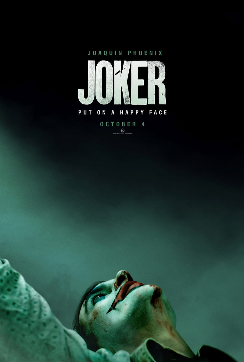 Joker (2019 Movie), Joker, Joaquin Phoenix, men, makeup, movie poster, DC Comics, HD phone wallpaper