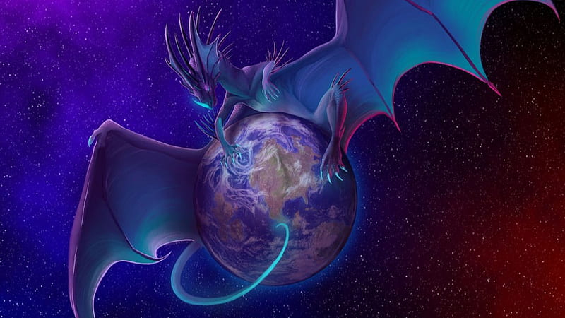 Earth dragon, fantasy, dragon, digital art, HD wallpaper