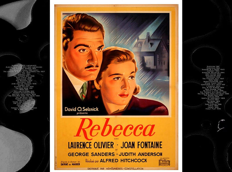 Rebecca01, alfred hitchcock, posters, Rebecca, classic movies, HD wallpaper