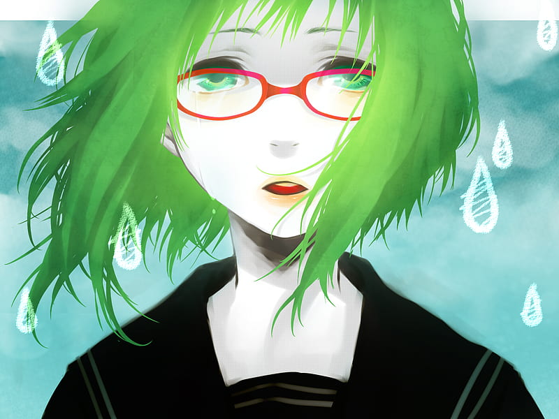 Gumi, Vocaloid, Green Eyes, Glasses, Y, Cute, Short Hair, Girl