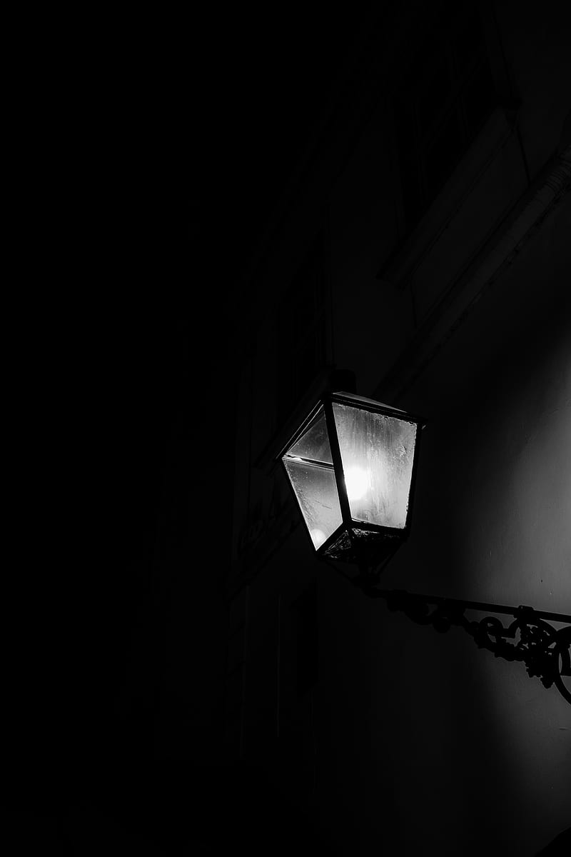lantern, glow, bw, black, HD phone wallpaper