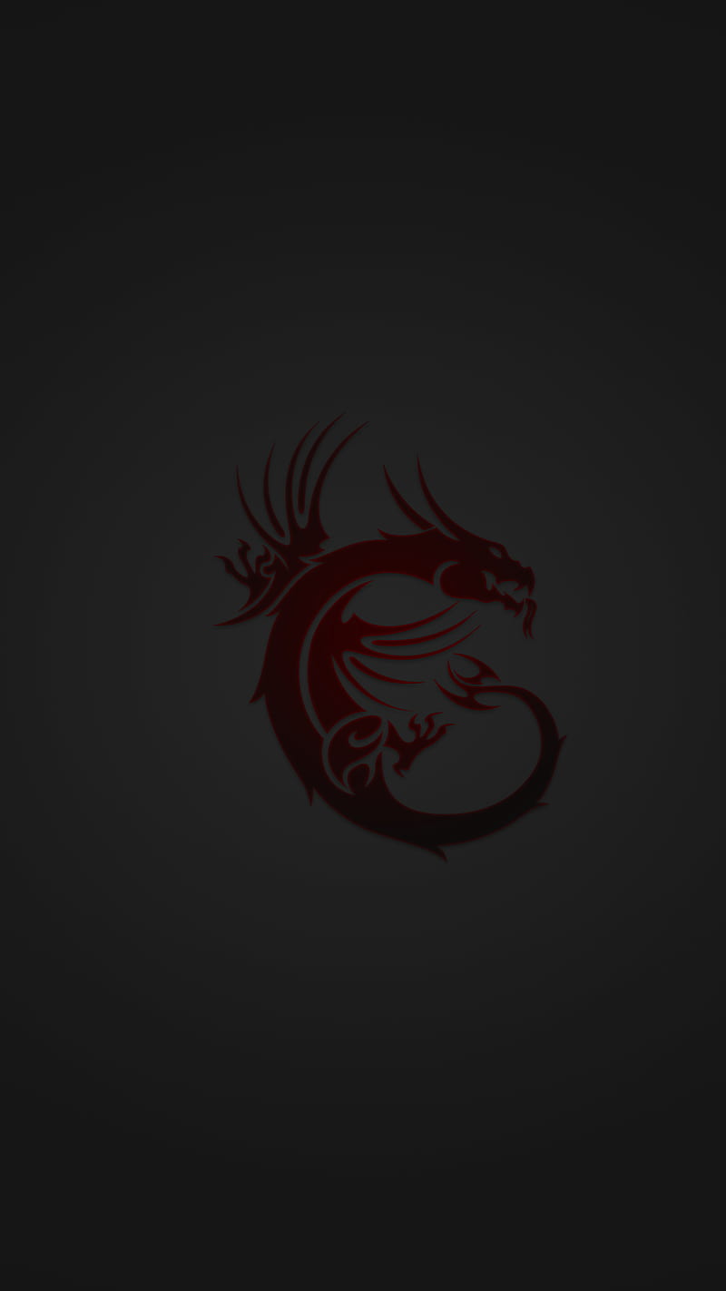 MSI Dragon, red, art, msi after burner, background, shiny effect, gray and red, gray background, HD phone wallpaper