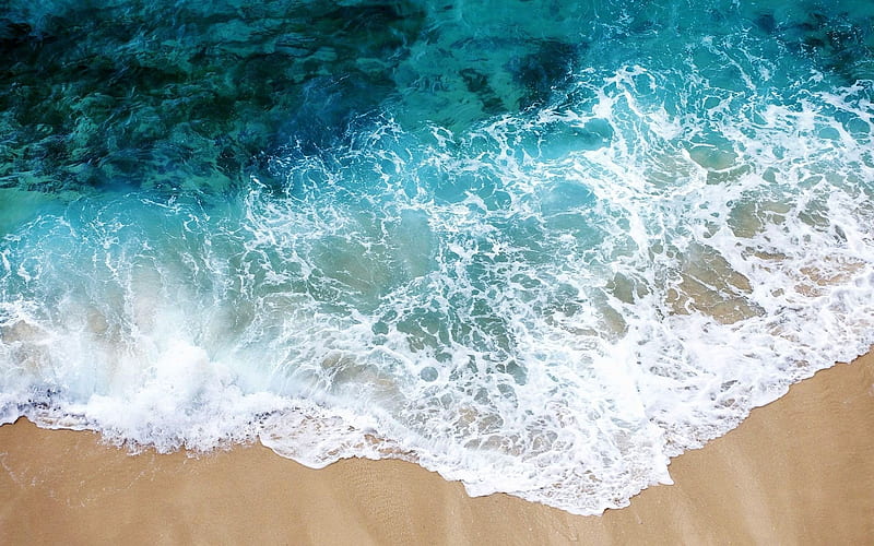Water blue ocean beach sand-R, HD wallpaper