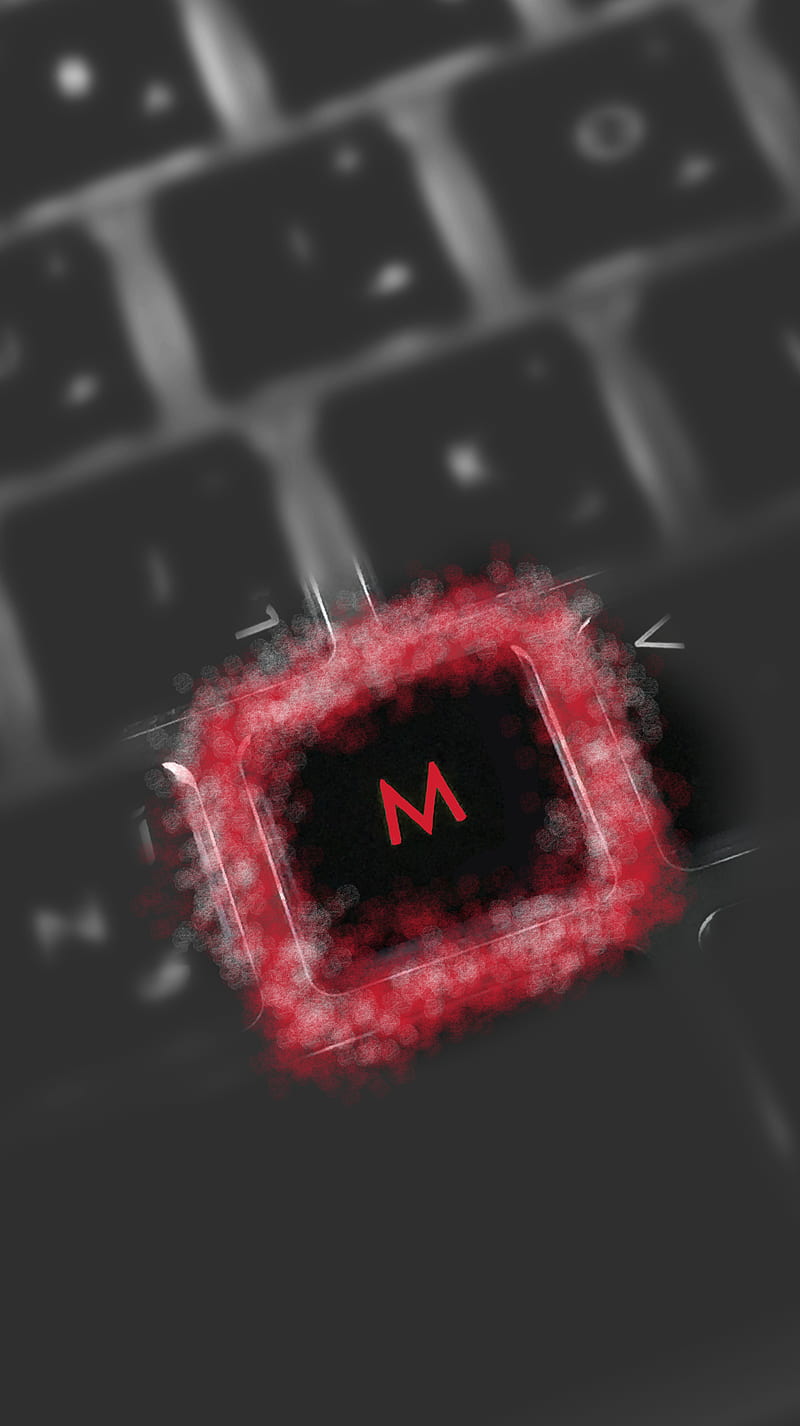 letter M, keyboard, red, white, HD phone wallpaper