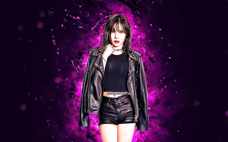 Yezi K-Pop South Korean Singer Violet Neon Lights, south korean, singer, yezi, neon lights, violet neon, celebrities, chanteuse, people, music, kpop, HD wallpaper