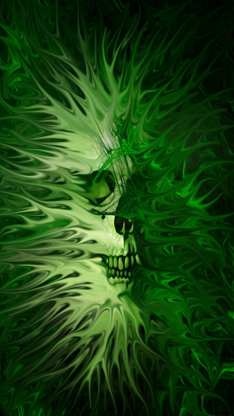 Freaky, black, bright, burst, dead, green, neon, skull, HD phone wallpaper