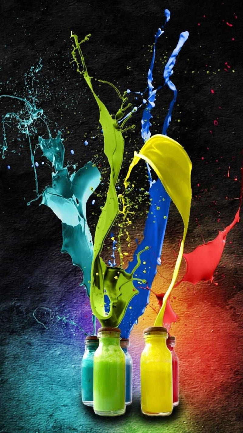 Splashing Bottles, colorful, paint, HD phone wallpaper