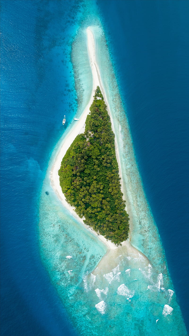tropical island, maldives, top view, ocean, Nature, HD phone wallpaper