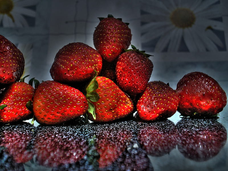 Strawberries, fruit, red, strawberry, dark, black, HD wallpaper