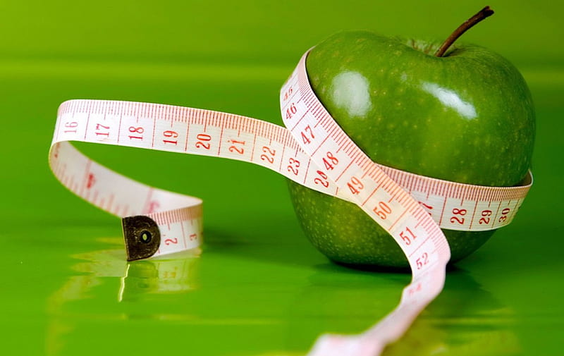 Green apple, apple, tape measure, food, green, HD wallpaper