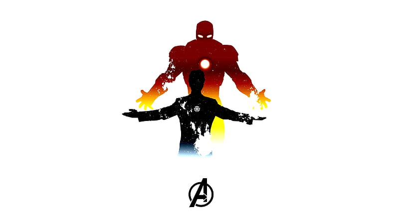 Iron Man, avengers, avengers endgame, black, hero, marvel, movie, tony stark, white, HD wallpaper
