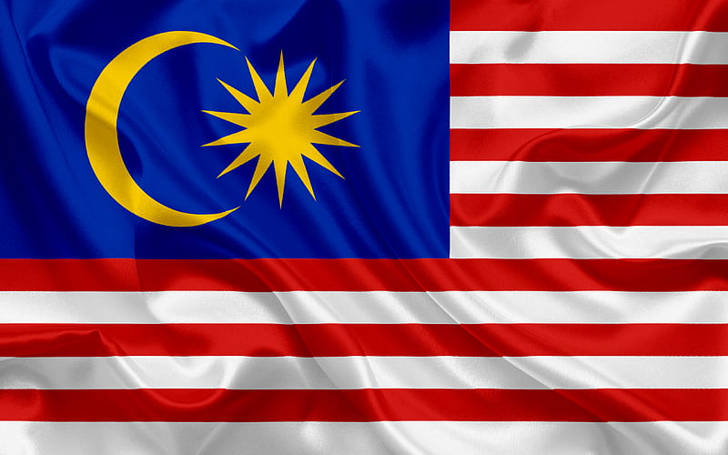 Malaysian flag, Malaysia, Asia, silk flag, flag of Malaysia, HD wallpaper