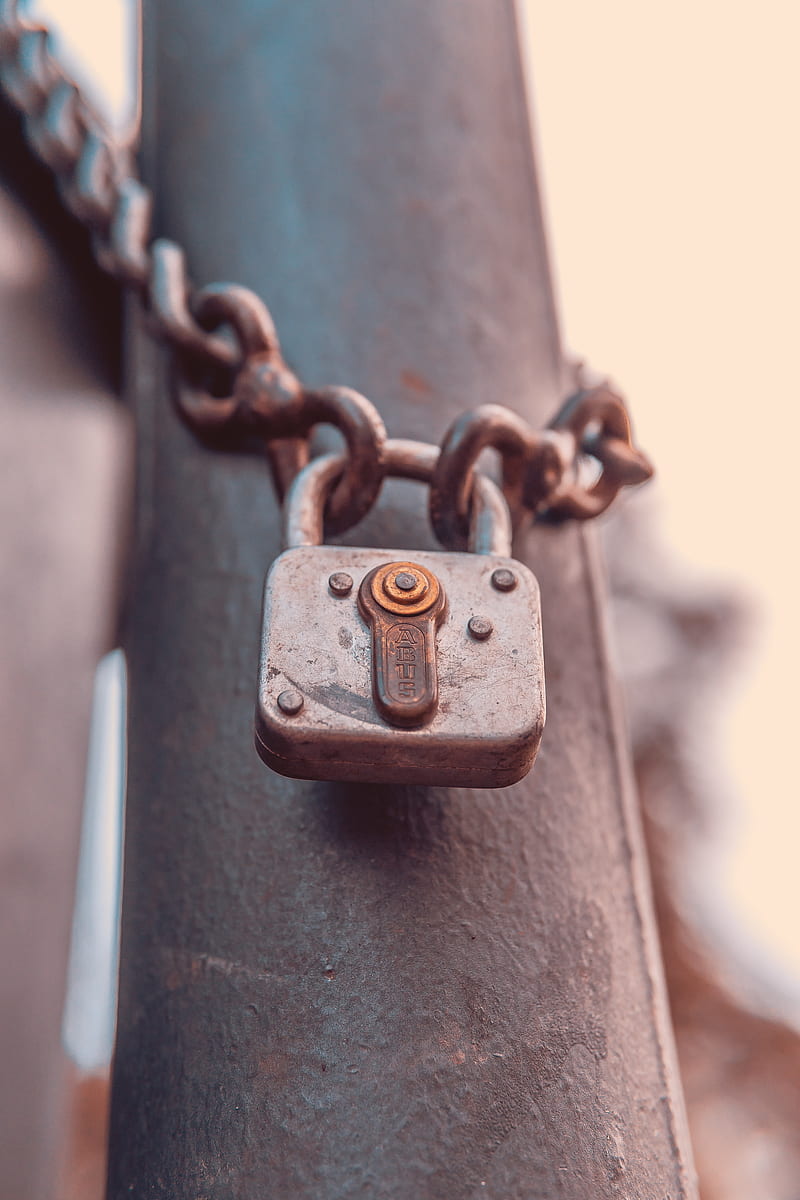 lock, chain, metal, rust, HD phone wallpaper