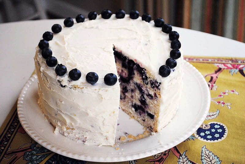Lemon Blueberry Cake, Abstract, Blueberries, Cake, grapy, HD wallpaper