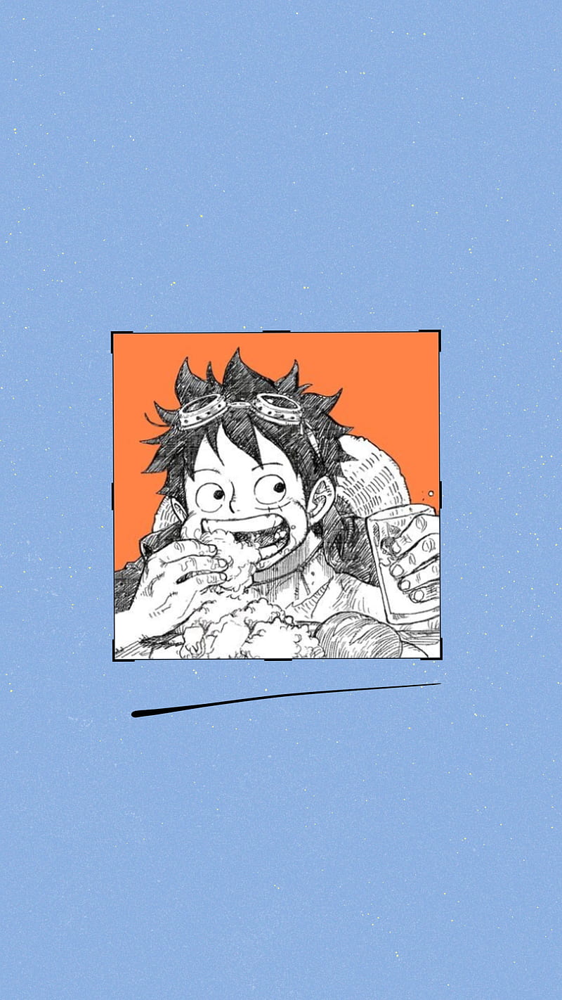 Luffy eating, anime, capitan, food, kaizoku, manga, one piece, orange, pirate, HD phone wallpaper