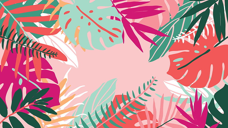 Tropical Forest Art Deco . Floral Pattern With Exotic Flowers And Leaves, Split Leaf Philodendron Plant , Monstera Plant, Jungle Plants Line Art On Trendy Background. Vector Illustration. 2876848 Vector Art At Vecteezy, HD wallpaper