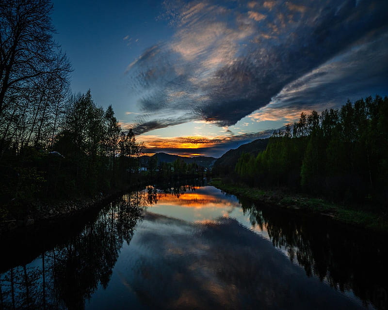 Dark Sunset, evening, lake, HD wallpaper | Peakpx