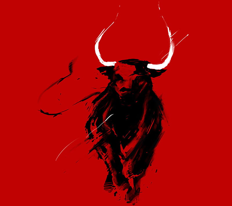red bull, drawing, HD wallpaper
