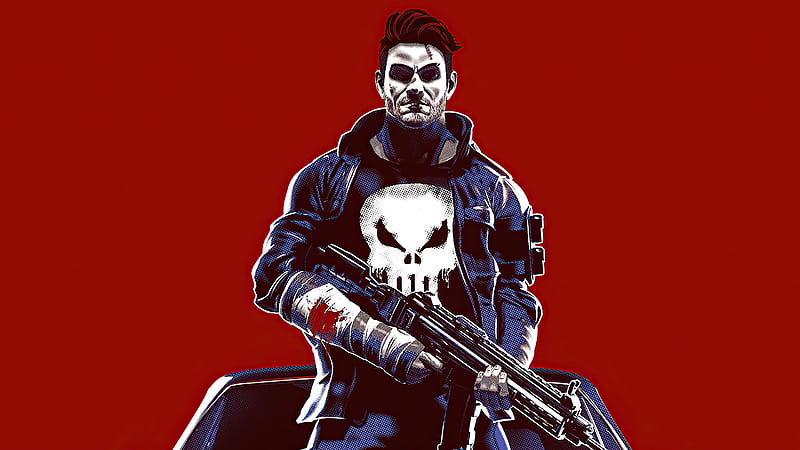 Punisher With Dodge And Gun , punisher, superheroes, artist, artwork, digital-art, HD wallpaper