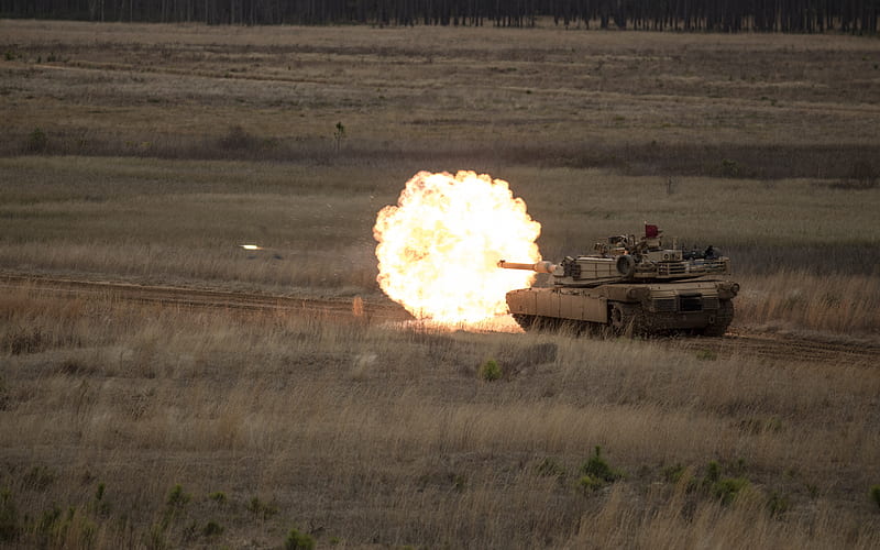 M1A1 Abrams, US main battle tank, tank shot, cannon, modern armored vehicles, USA, tanks, M1 Abrams, HD wallpaper