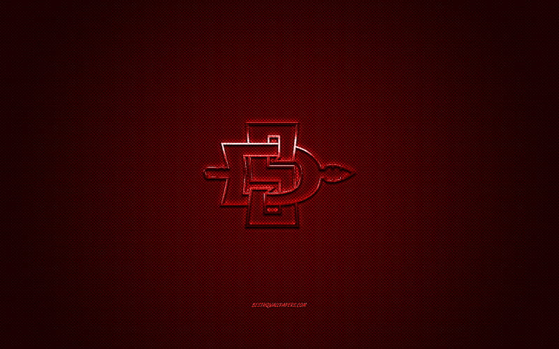 San Diego State Aztecs logo, American football club, NCAA, red logo, red carbon fiber background, American football, San Diego, California, USA, San Diego State Aztecs, HD wallpaper