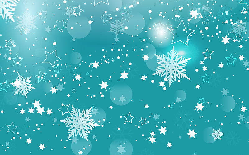 blue snowflakes background, blue winter background, blue snowflakes, glare, winter backgrounds, HD wallpaper