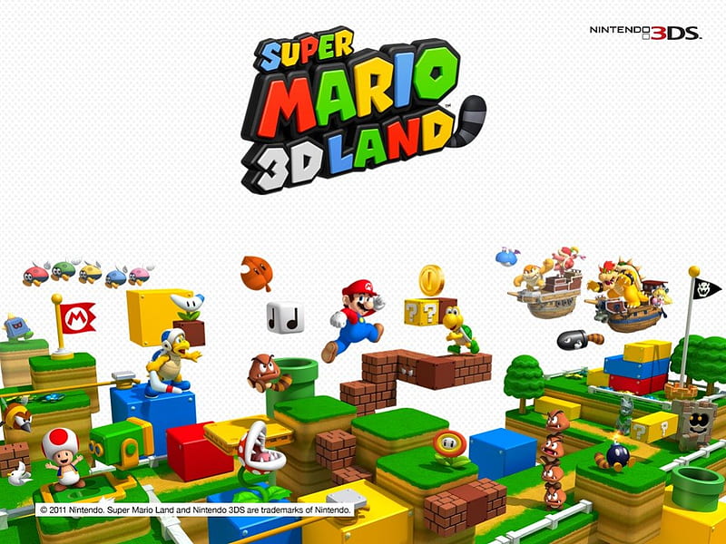SUPAH MARIO 3-D LAND, super mario 3d land, 3ds, mario, princess peach, browser, tanooki, flag, HD wallpaper