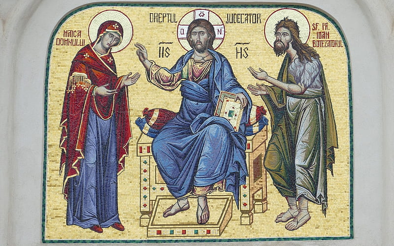 Jesus on the Throne, Virgin, Christ, John, Baptist, Mary, Jesus, HD wallpaper