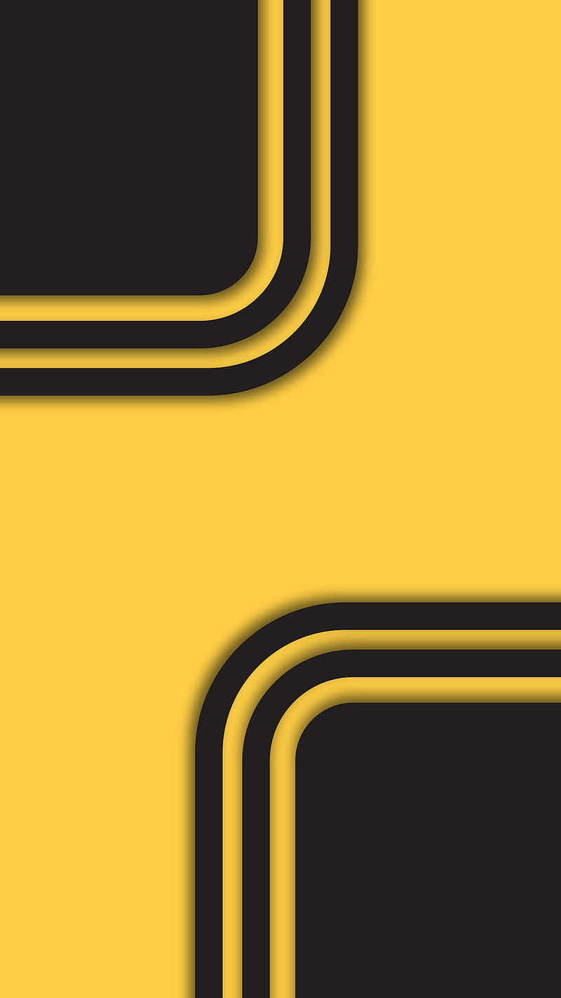 Abstract Black /Yellow, flat, lines, minimal, modern, round, square, yellow, HD phone wallpaper