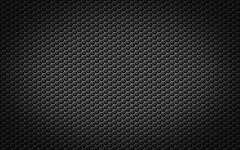 texture, black texture, hexagons, modern textures, HD wallpaper