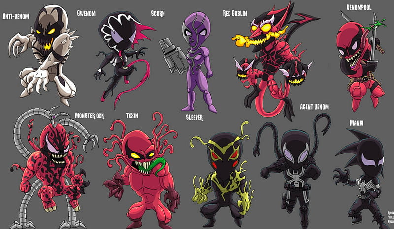 Symbiotes, anti venom, gwenim and toxin, monster ock, HD wallpaper