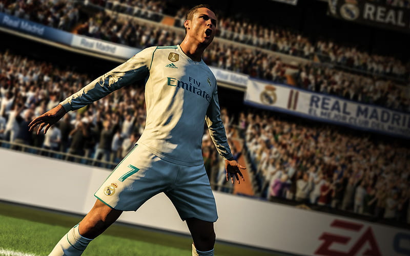 CR7 FIFA18, Cristiano Ronaldo, 2017 games, football simulator, art, FIFA 18, EA SPORTS, FIFA, HD wallpaper