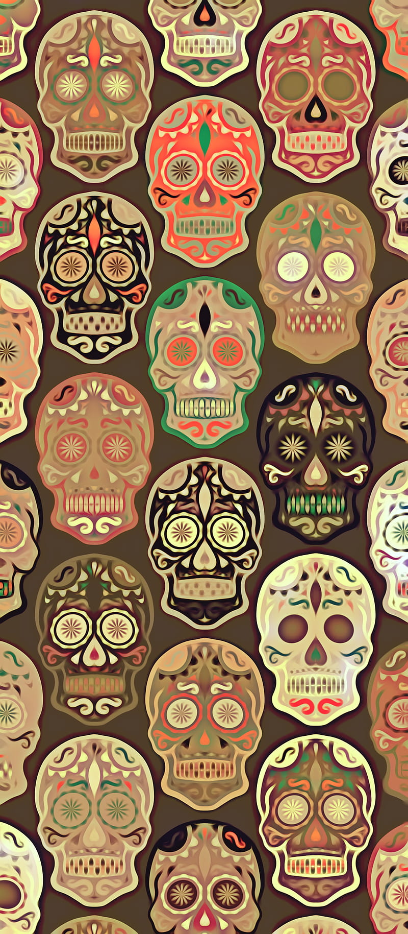 Brownie, abstract, brown, day, dead, pattern, skull, sugar, tan, HD phone wallpaper