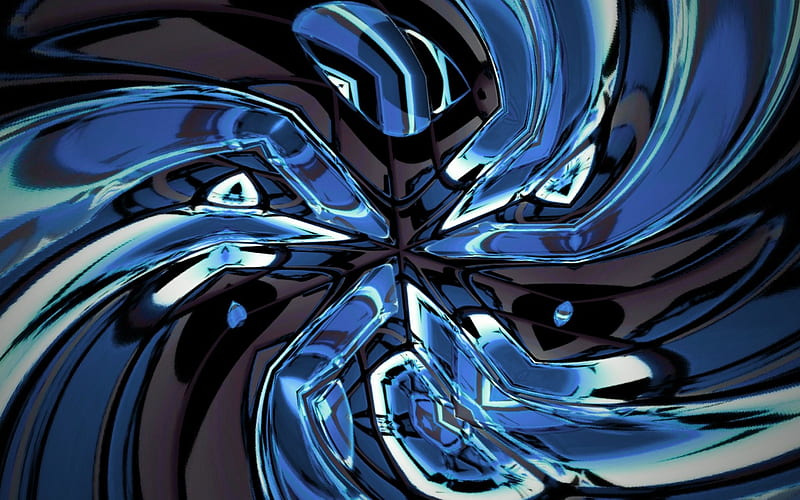 Glass - blue spin, glass 3D, abstract, HD wallpaper