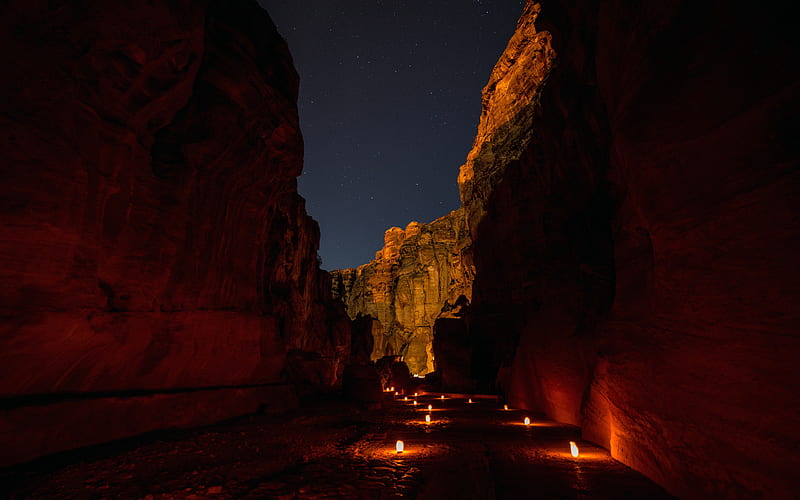 Petra Jordan Travel 2021 Valley Night lighting, HD wallpaper