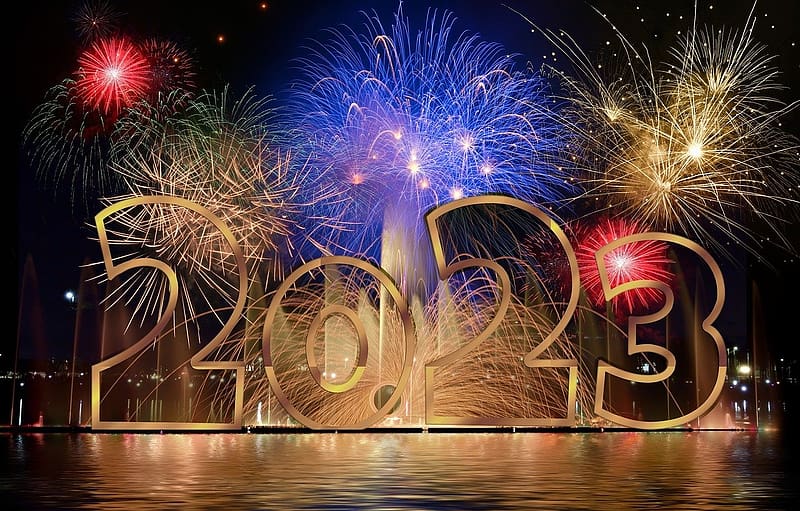 Happy New Year 2023, ujev, raketa, tuzijatek, ejfel, boldogsag, HD wallpaper