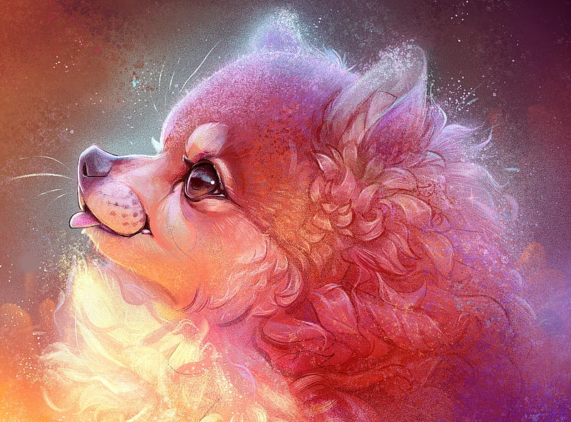 Cosmic Blep, wolf, pink, dog, art, puffygator, luminos, orange, caine,  animal, HD wallpaper | Peakpx