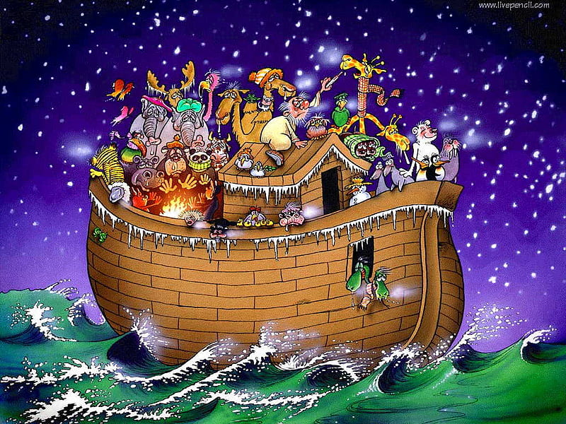 Noahs Ark, water, twos, childrens, animals, HD wallpaper