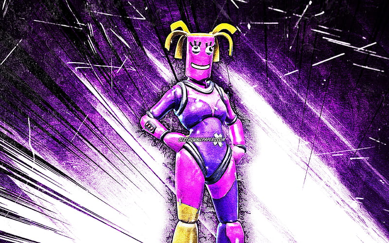Twistie Skin, grunge art, Fortnite Battle Royale, violet abstract rays, Fortnite characters, Twistie, Fortnite, Twistie Fortnite, HD wallpaper